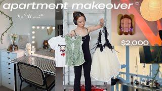 $2000 APARTMENT MAKEOVER & TOUR ️ shopping, decorating, unboxing hauls