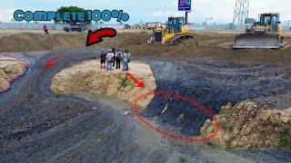 Finally Huge Mud Pond Filled Completely Operator SHANTUI Dozer moved sand Push Dirt Out Perfectly