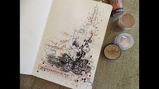 Stamping on Magical powder- mixed media technique for Lindy's Gang