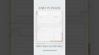 Printable Daily Planner | Editable Daily Planner | Elegant Daily Planners | Downloadable Planner