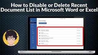 Delete Recent Document List in Excel | Disable Recent Document List in word | Recent Document List |