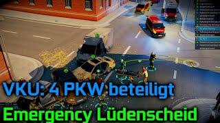 VKU: 4 PKW beteiligt ! | Emergency Lüdenscheid | Multiplayer mit Leitstelle