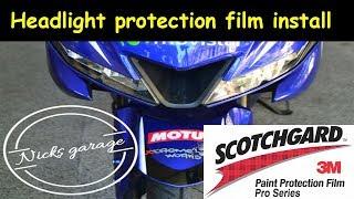 Headlight protection film install (Yamaha R15 v3)