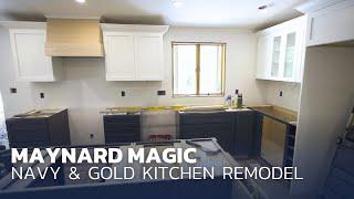 Introducing Project "Maynard Magic" | Navy and Gold Open-Concept Kitchen | Kadilak Homes