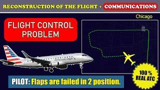 Flight control problem. Flaps malfunction | Envoy Air Embraer 175 | Chicago O’Hare, Real ATC