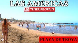 TENERIFE - BEACH WALK | Playa de Troya in Playa de las Américas ️ 4K ● Summer 2024