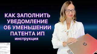 УВЕДОМЛЕНИЕ ИП ОБ УМЕНЬШЕНИИ ПАТЕНТА НА СТРАХОВЫЕ ВЗНОСЫ В 2024 ГОДУ  / ПРИМЕР ЗАПОЛНЕНИЯ