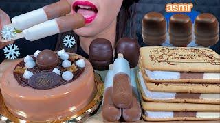 ASMR TRIPLE CHOCOLATE MOUSSE CAKE, KINDER ICE CREAM, CHOCOLATE MARSHMALLOW MASSIVE Eating Sounds