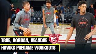 Trae Young, Bogdan Bogdanovic and Deandre Hunter Pre Game Workout Atlanta Hawks