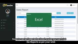 Admin Panel Video for Vending Machine Sales and Stock Report | South Vendor | 2018