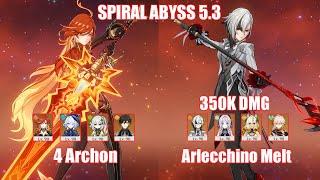 4 Archon & C0 Arlecchino Melt | Spiral Abyss 5.3 | Genshin Impact