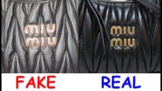 Real vs fake Miu Miu bag. How to spot fake Miu Miu wander bag matelasse