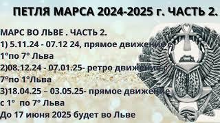 ПЕТЛЯ МАРСА 2024-2025 г./ МАРС ВО ЛЬВЕ Часть 2.