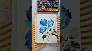 Quick Watercolor Series Ep12: Expressive Blue Flower