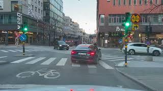 [4K] Driving in Stockholm, Sweden: City center driving