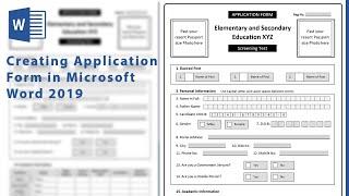 How to make Application Form in Microsoft word 2019 | Form Design word | Admission form in ms word