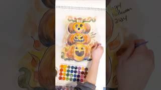 Dollar Store Watercolors: Jack-o'-Lantern Time-Lapse | Step-by-Step (Part 2)