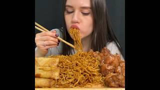 ORANGE CHICKEN + NOODLES | CHINESE FOOD EATING | ASMR MUKBANG #asmr #mukbang #chinesefood