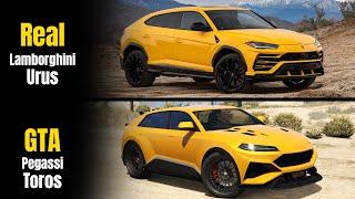 GTA 5 ONLINE - GTA 5 CARS VS REAL LIFE CARS | Pegassi Toros vs Lamborghini Urus