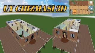 JUDA HAM CHIROYLI UY PROEKTI 3D / QISHLOQ JOYLARGA MOSLANGAN UY CHIZMASI /  HOME  DRAWING  ПЛАН  ДОМ