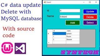 Update and delete data fro mysql database  - C# C Sharp Visual Studio - 03 [with source code]