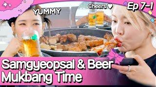 (SUB) TIFFANY YOUNG & SUNNY's K-Pork Belly Samgyeopsal, Kimchi, Beer Mukbang Time   | Soshi Tamtam