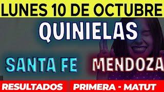 Quinielas Primera y matutina de Santa Fé y Mendoza, Lunes 10 de Octubre