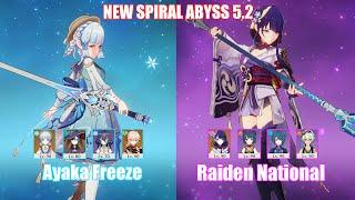 C0 Ayaka Freeze & C0 Raiden National | Spiral Abyss 5.2 | Genshin Impact