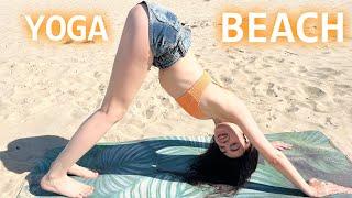 [4K] YOGA DEEP STRETCHING AT BEACH | GET READY WITH ME | EXTREME YOGA CHALLENGE WITH MONA LISA