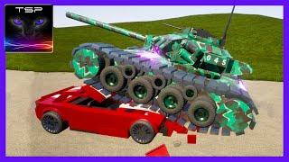 REAL TANK Build w/ working tracks CRUSHING Cars | Brick Rigs