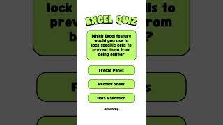 excel quiz -  feature to lock cells to prevent them being edited? #chanzify #excel #excelquiz