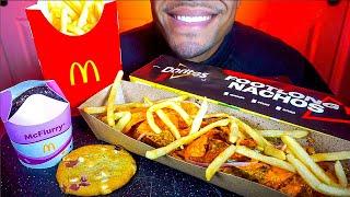 MCDONALDS VS SUBWAY OREO MCFLURRY FOOTLONG DORITOS CRUNCHY CHEESE NACHOS FRENCH FRIES EATING