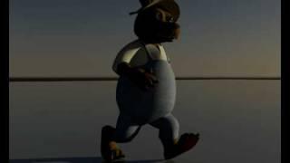 3D walkcycle fat farmer bear animal