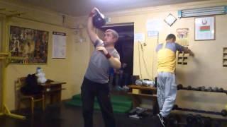 Жим гири 40 кг по длинному циклу. 40 kg Kettlebell long cycle