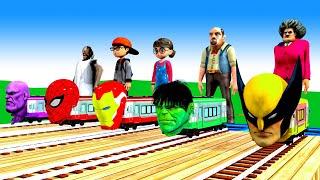 【踏切アニメ】あぶない電車 HERO TRAIN Vs Nick And Tani  Fumikiri 3D Railroad Crossing Animation #TRAIN #2024