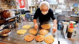 The Super Chef-owner! Famous Dishes Served on an Iron Plate at a Local Okonomiyaki Restaurant