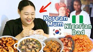 Half Korean Half Black Tries NIGERIAN FOOD for the First Time | JOLLOF RICE Mukbang | BLASIAN