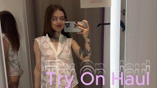 4K Transparent Try On Haul | Trying on a white blouse for the beach. 2024