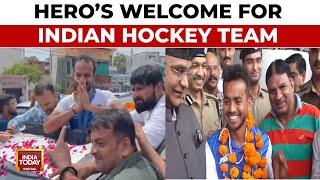 Indian Hockey Team Members Vivek Sagar, Lalit Upadhyay Get Rousing Reception At Home