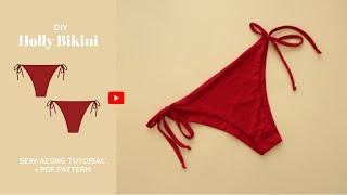 DIY Holly Triangle Side Tie Bikini Bottom Pattern Sew-along Tutorial - tintofmintPATTERNS