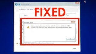 Fix "Windows cannot be installed to this disk. the selected disk has an MBR partition table" error