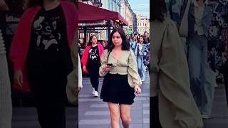 travel The World,  walking video,  mini skirt ️  beautiful Russian girls #nightlife #4k