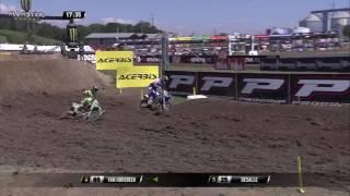 Clement Desalle passes Jeremy Van Horebeek MXGP of Switzerland presented by iXS - motocross