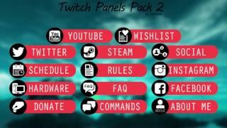 Free Twitch Panels/Buttons Pack Template 2 - Any Colour (Download Link)