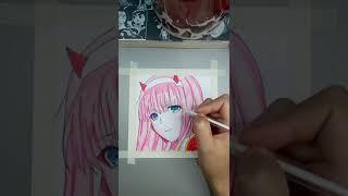 Coloring Zero Two 002 Darling in The Pranxx with Colored Pencils