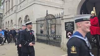 navy officer and kings guard salute each other #royalguards