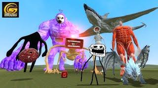 TROLLGE NPC VS MEGAHORN VS AIRCRAFT SHARK VS TREVOR HENDERSON CREATURES!! Garry's Mod Sandbox