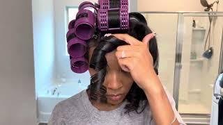 HOW TO STRAIGHTEN NATURAL HAIR WITHOUT HEAT DAMAGE | MAGNETIC ROLLER SET ON NATURAL HAIR