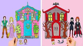 Can Rapunzel and Mavis Make the Coolest Paper House Ever? From Princess House to Cute Kitty Home 
