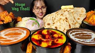 Eating Paneer Paratha, Kadhi Pakoda, Dal makhani | Big Bites | Veg Thali | Asmr Eating | Mukbang